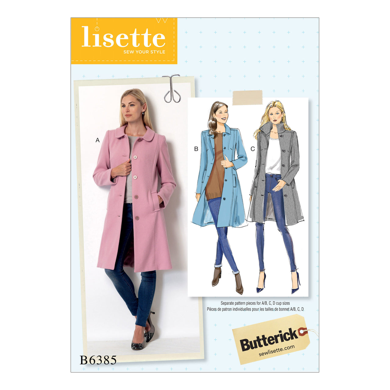 Butterick Misses' Funnel-Neck, Peter Pan or Pointed Collar Coats B6385 - Sewing Pattern