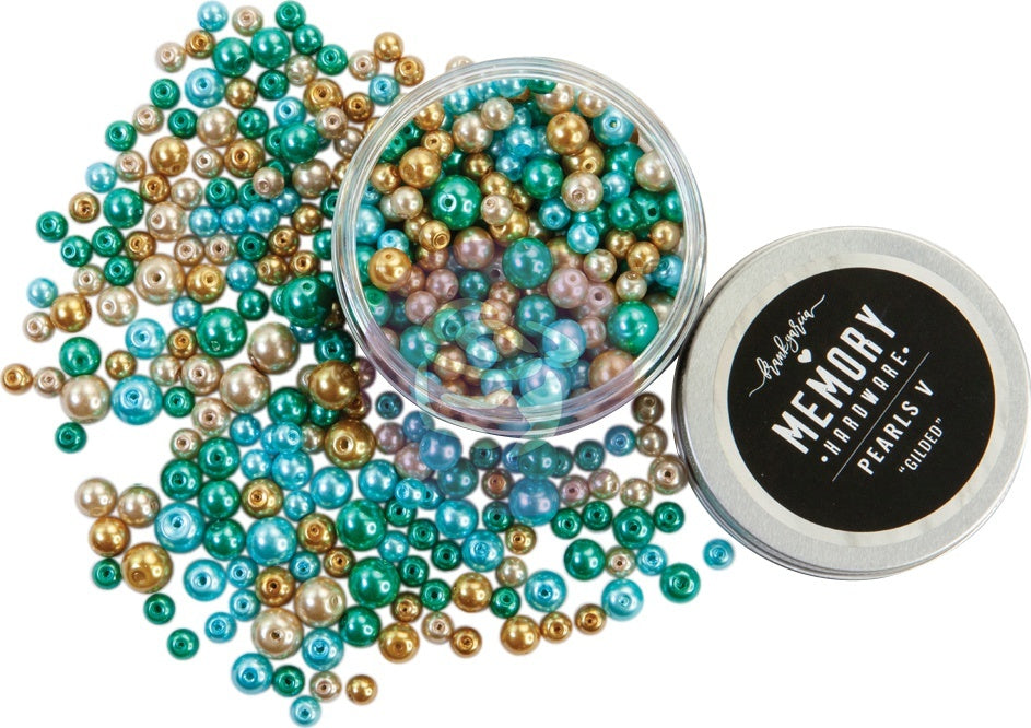 Prima Marketing Memory Hardware Glass Pearls - #5 Gilded, 7.5oz/3 Sizes