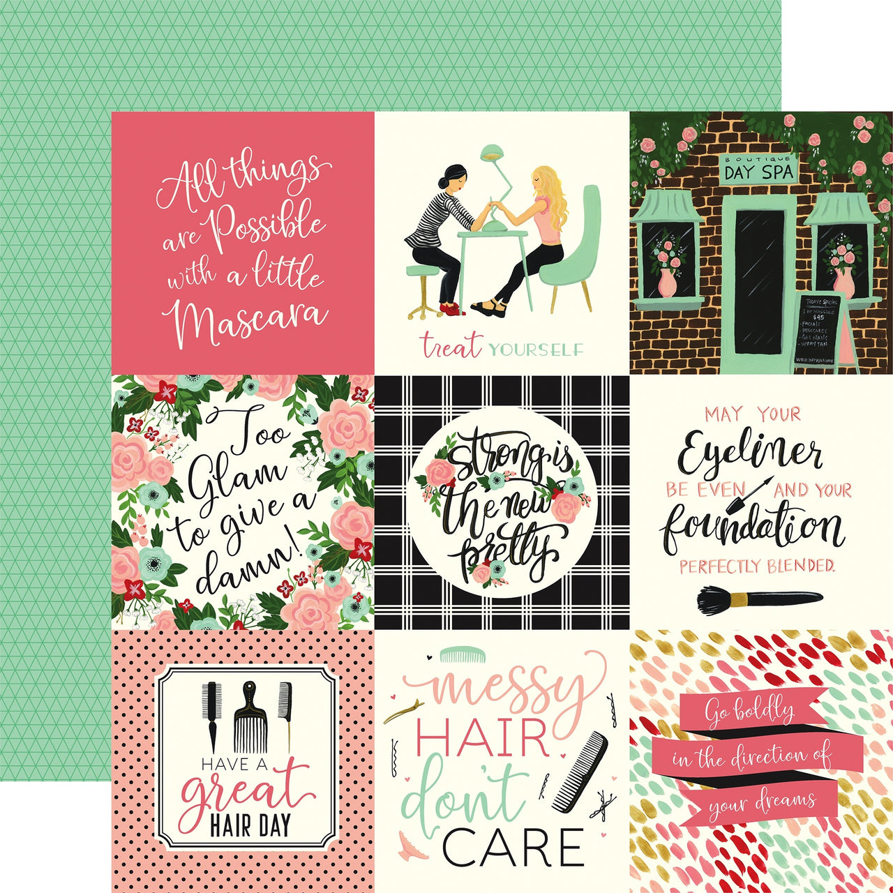 Echo Park Paper Salon Double-Sided Cardstock 12"X12" 25/Pkg - 4"X4" Journaling Cards