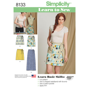 Simplicity Women's Learn to Sew Wrap Skirts 8133 - Paper Pattern, Size A (6-8-10-12-14-16-18)