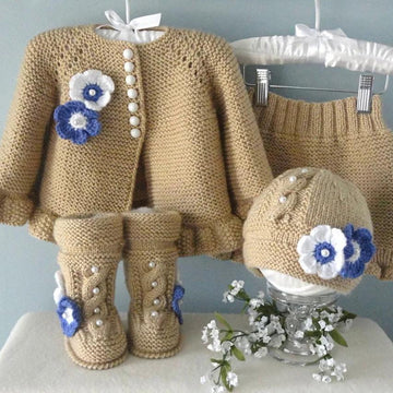 Knitting PATTERN Baby Jacket, Diaper Cover, Hat and Shoes Knitted Baby Set