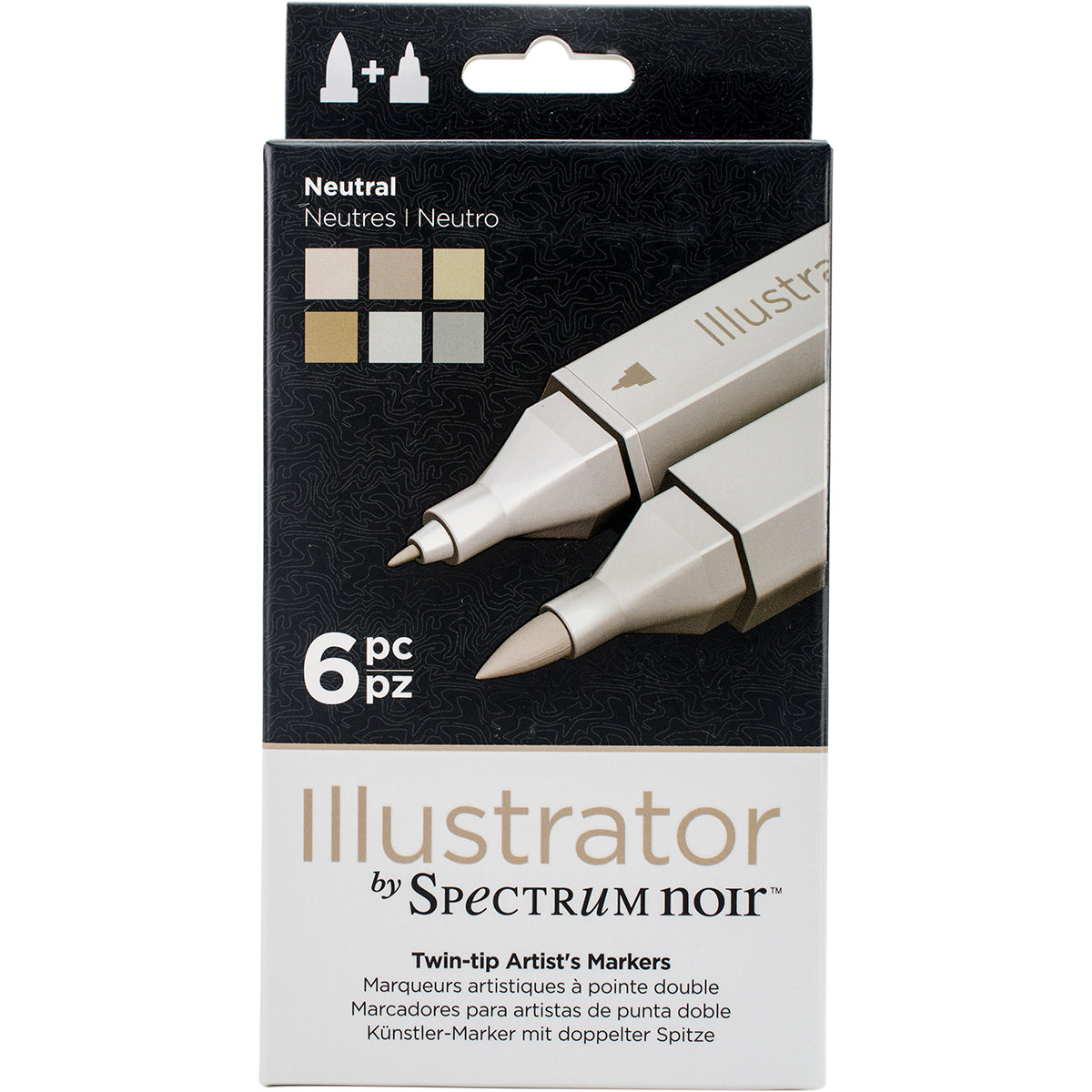 Crafter's Companion Spectrum Noir Illustrator Twin Tip Markers 6/Pkg - Neutrals