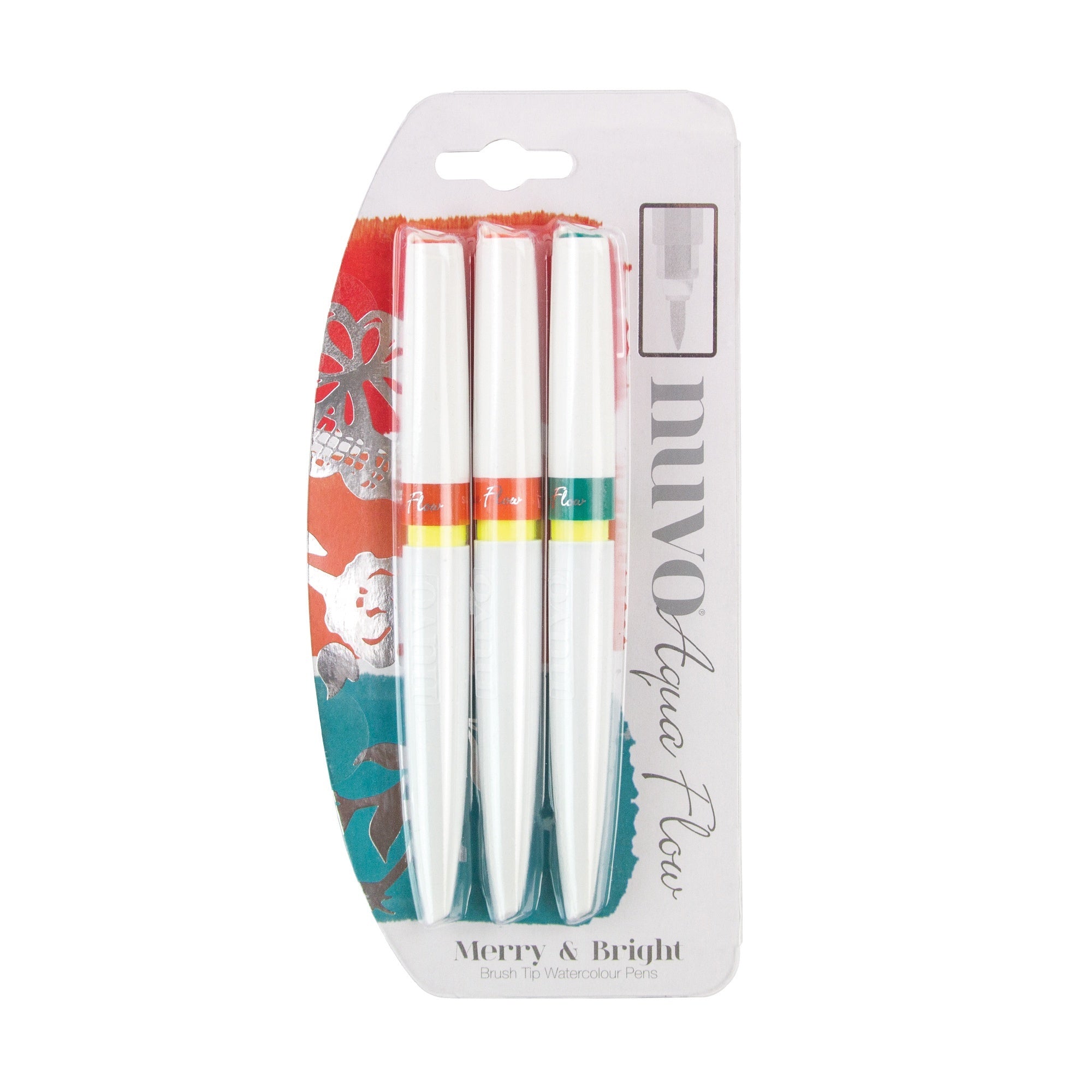 Tonic Studios Nuvo Aqua Flow Pens 3/Pkg - Merry & Bright