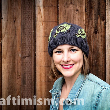 Bird Patterned Knit Hat