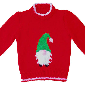 Gnome motif sweater with Christmas hat & toy