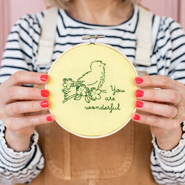 Cotton Clara You Are Wonderful Embroidery Kit - 13cm