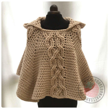Milena Twist Cable Hooded Poncho
