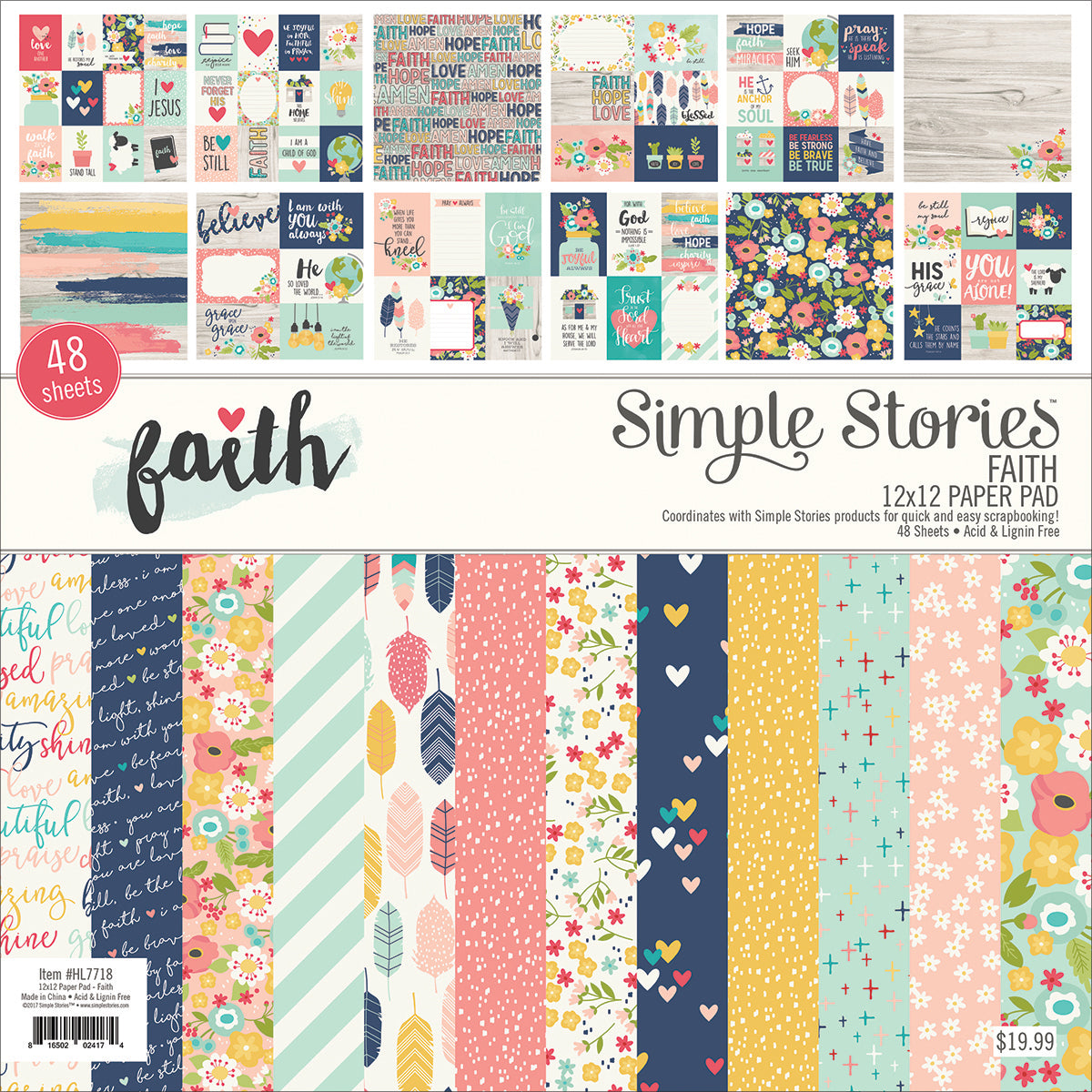 Simple Stories Single-Sided Paper Pad 12"X12" 48/Pkg - Faith, 24 Designs/2 Each