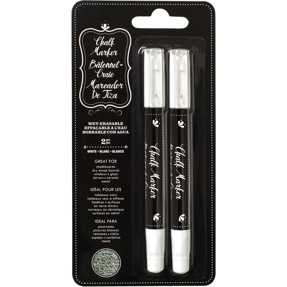 American Crafts Erasable Chalk Markers 2/Pkg - White