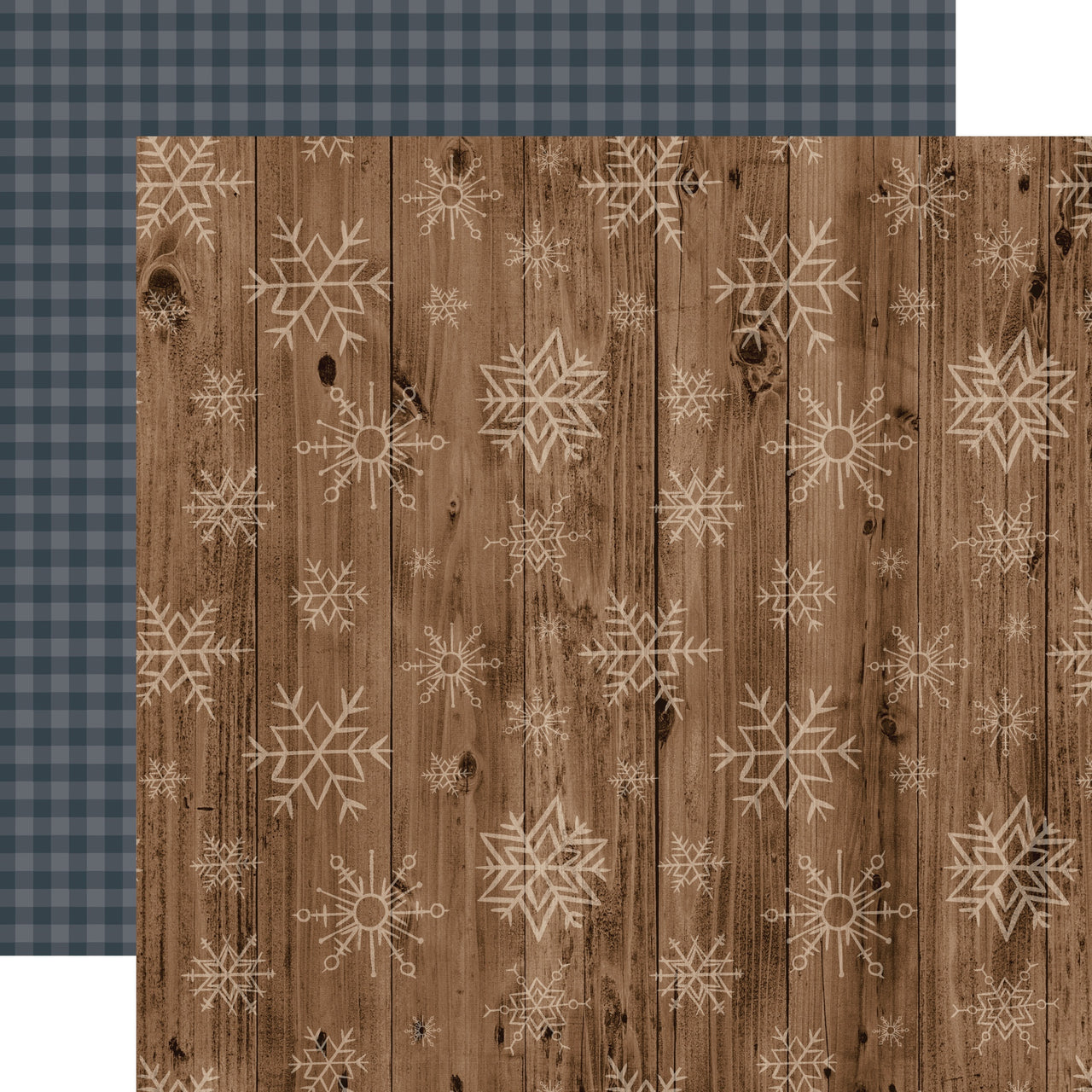 Echo Park Paper Warm & Cozy Double-Sided Cardstock 12"X12" 25/Pkg - Wooden Snowflakes