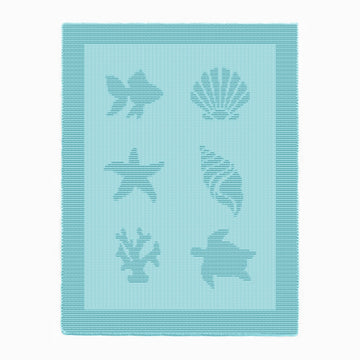 Sea blanket Knitting Pattern, Scallop conch shells turtle coral fish starfish