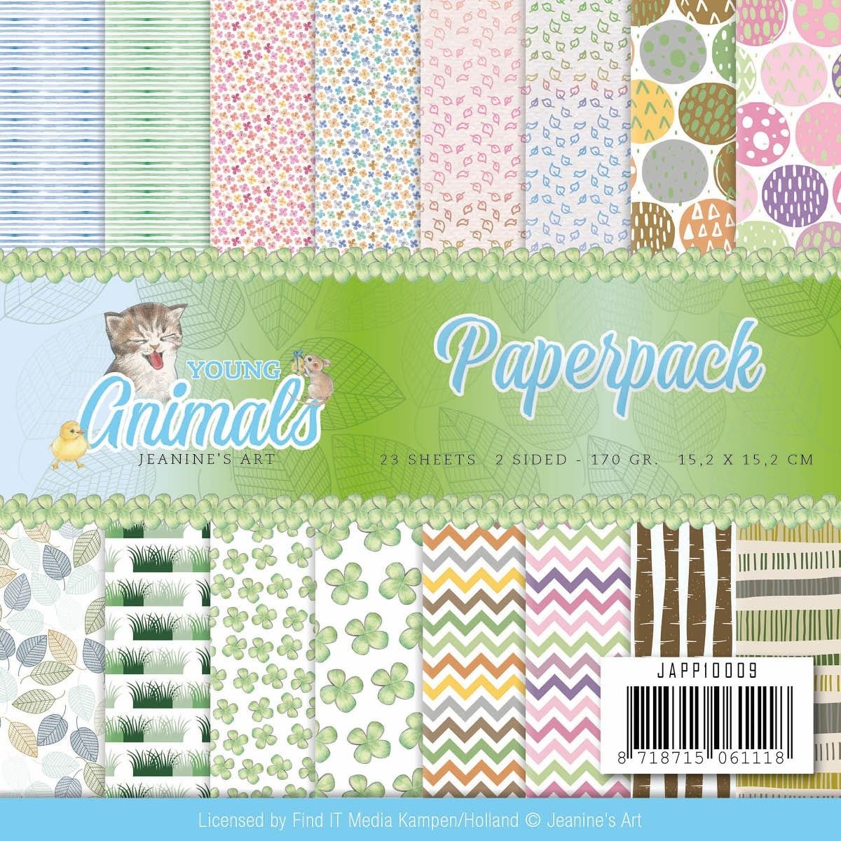 Find It Trading Jeanine's Art Paper Pack 6"X6" 23/Pkg - Young Animals, Double-Sided Designs