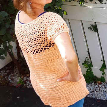 White Peach Round Yoke Tunic