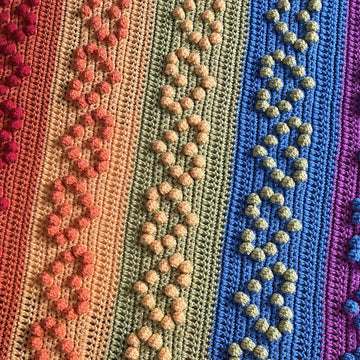 Rainbow Bobble Heart Blanket