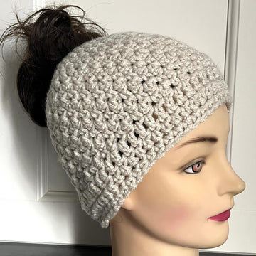 Messy Bun Beanie with Flower