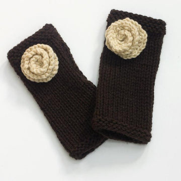 Knit Flower Wrist Warmers