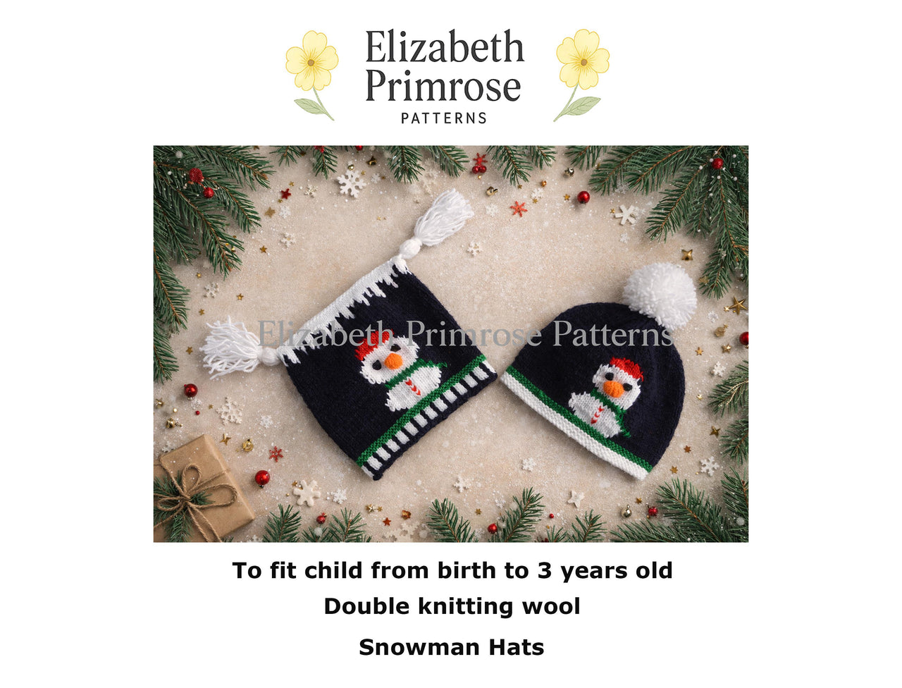 Snowman Hats DK Knitting Pattern P1 — Elizabeth Primrose Patterns