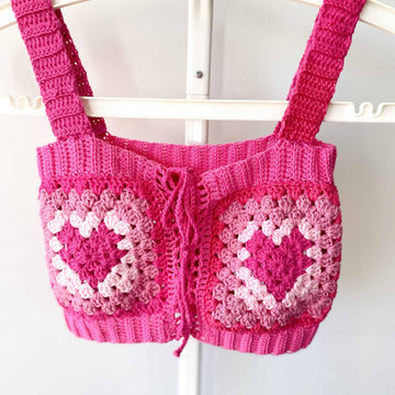 Heart granny square crop top pattern