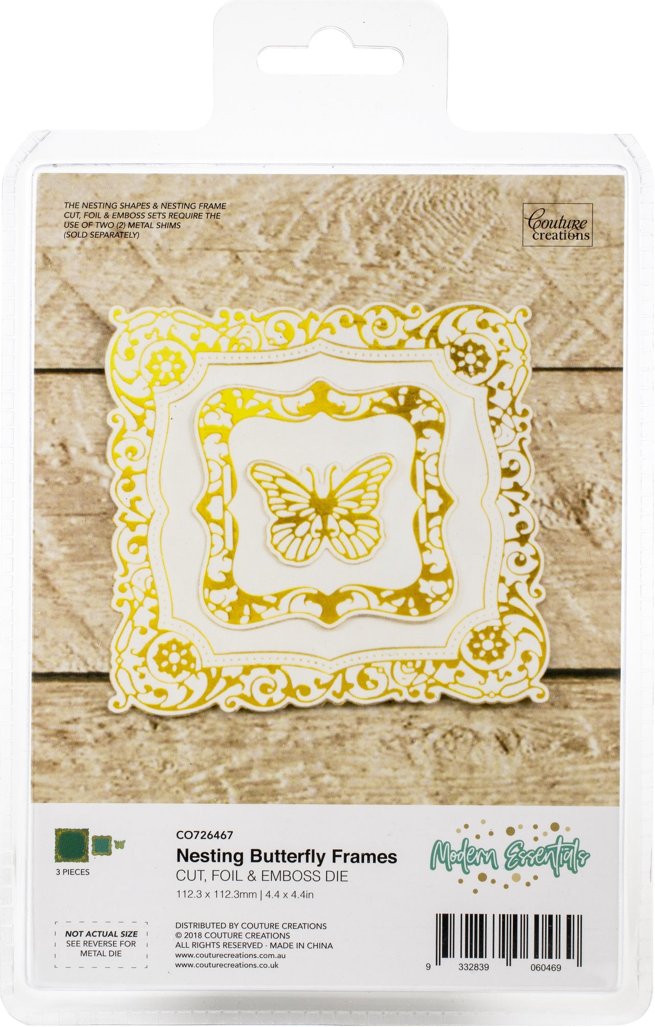 Artdeco Creations Couture Creations Cut, Foil & Emboss Nesting Dies - Butterfly Frames