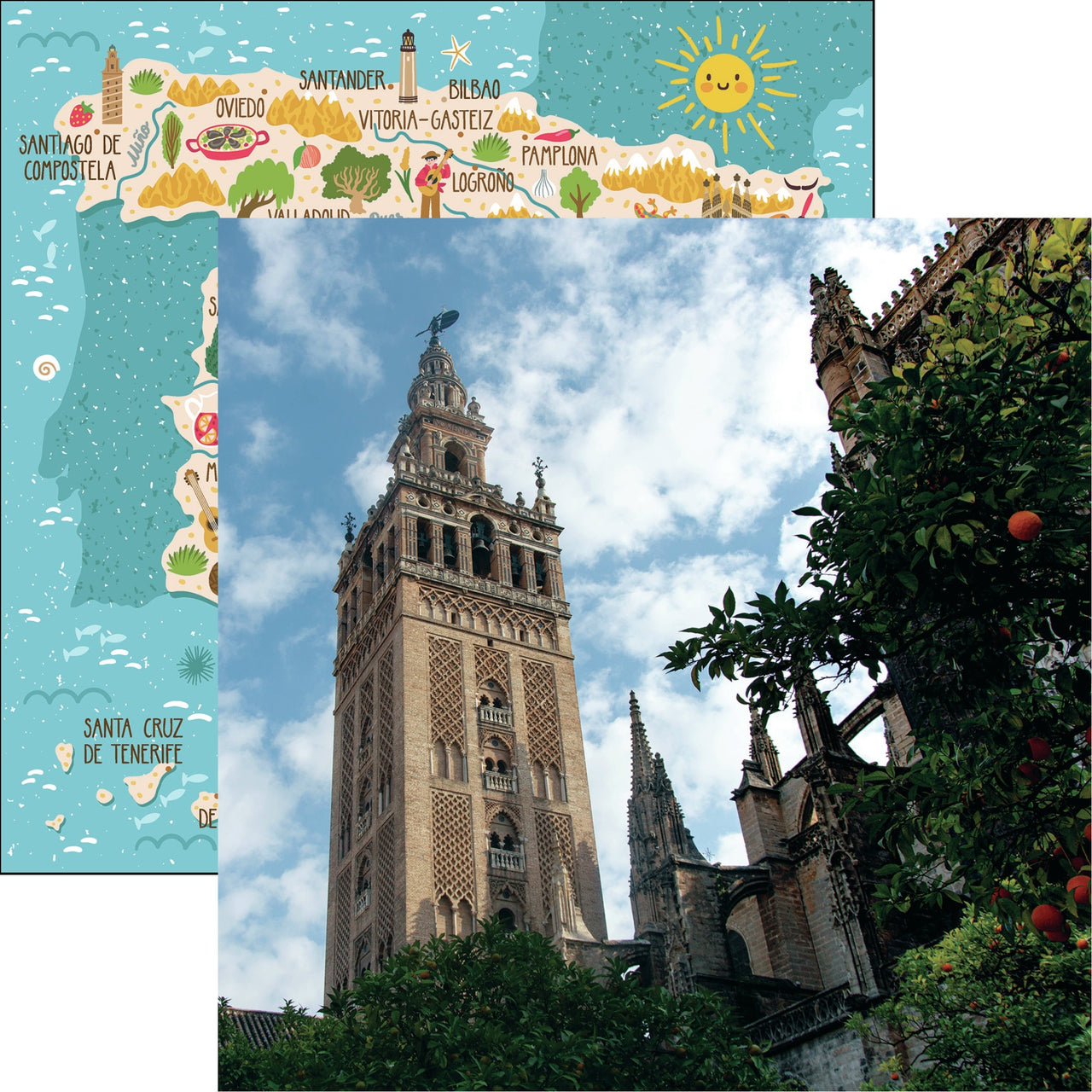 Reminisce Spain Double-Sided Cardstock 12"X12" 25/Pkg - Seville Cathedral
