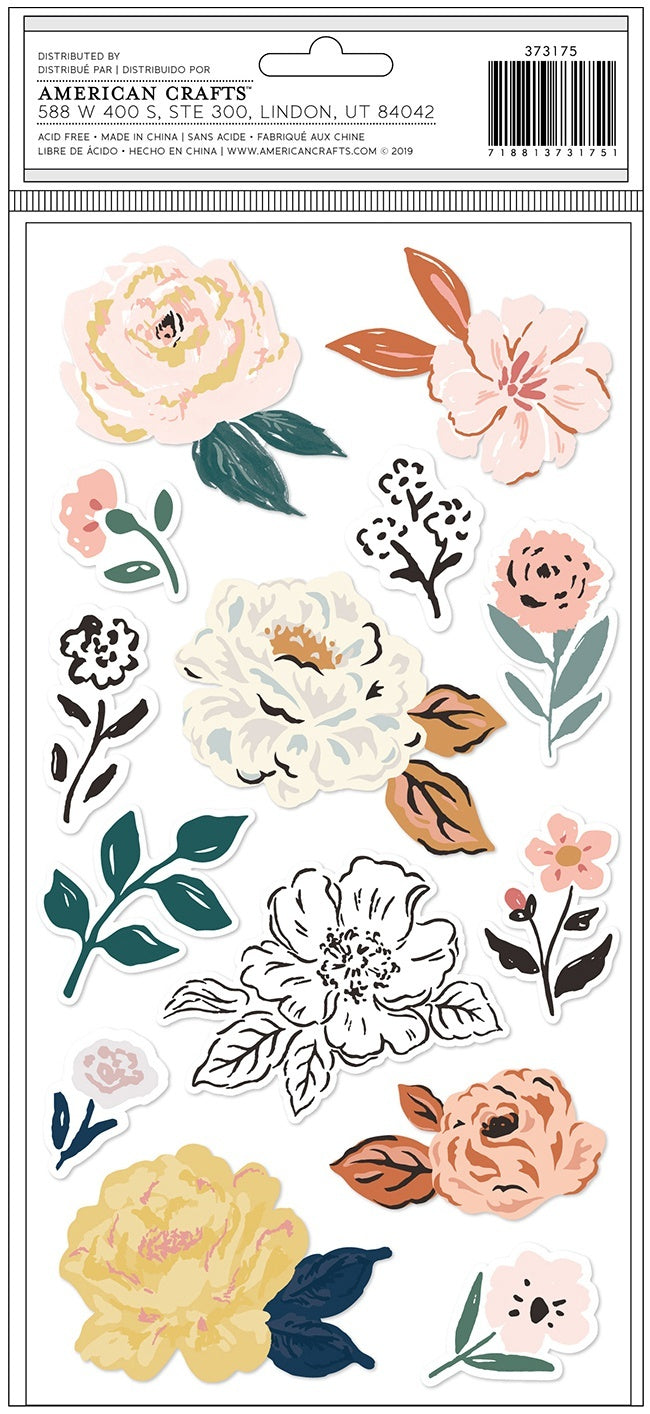 American Crafts Fresh Bouquet Thickers Stickers 29/Pkg - Bouquet Accent/Foam