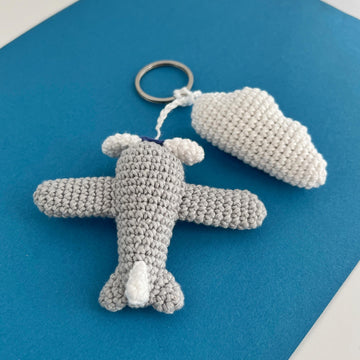 Airplane with cloud crochet pattern Amigurumi keyring Bag charm