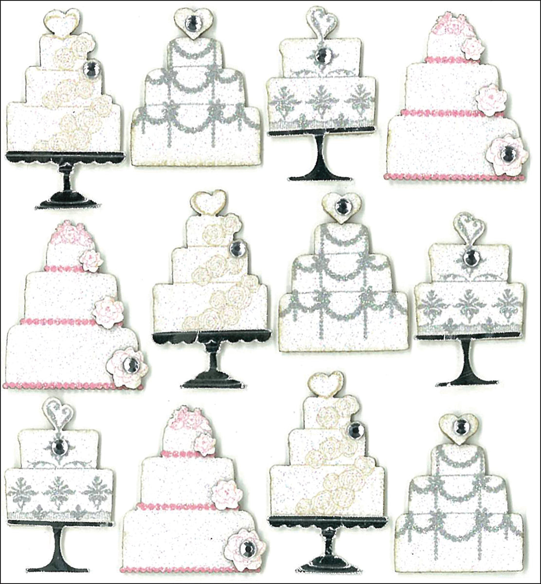 Jolee's Cabochon Dimensional Repeat Stickers - Wedding Cakes