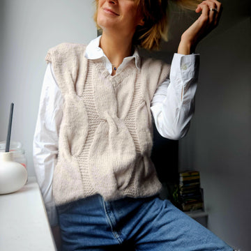 Cable v neck sweater vest