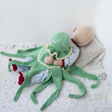 Knitted flat Octopus Toy Baby Lace Blanket.