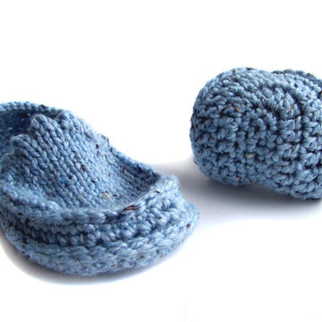 Moccasin Slippers, Knit Crochet Slippers