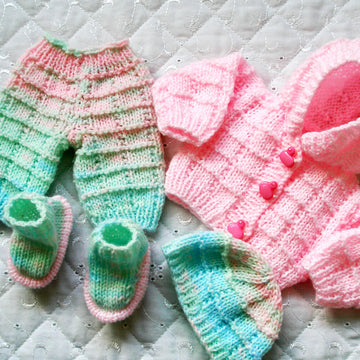 Knitting Pattern 10" Dolls clothes, Hooded Cardigan, Shorts, Hat and Boots