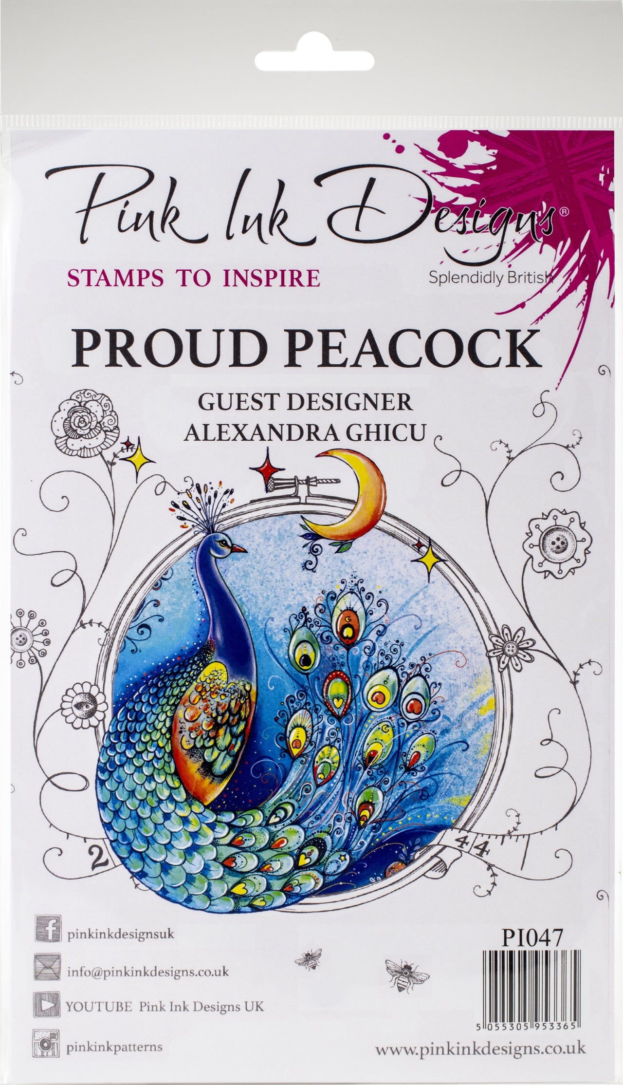Creative Expressions Pink Ink Designs A5 Clear Stamp Set - Proud Peacock