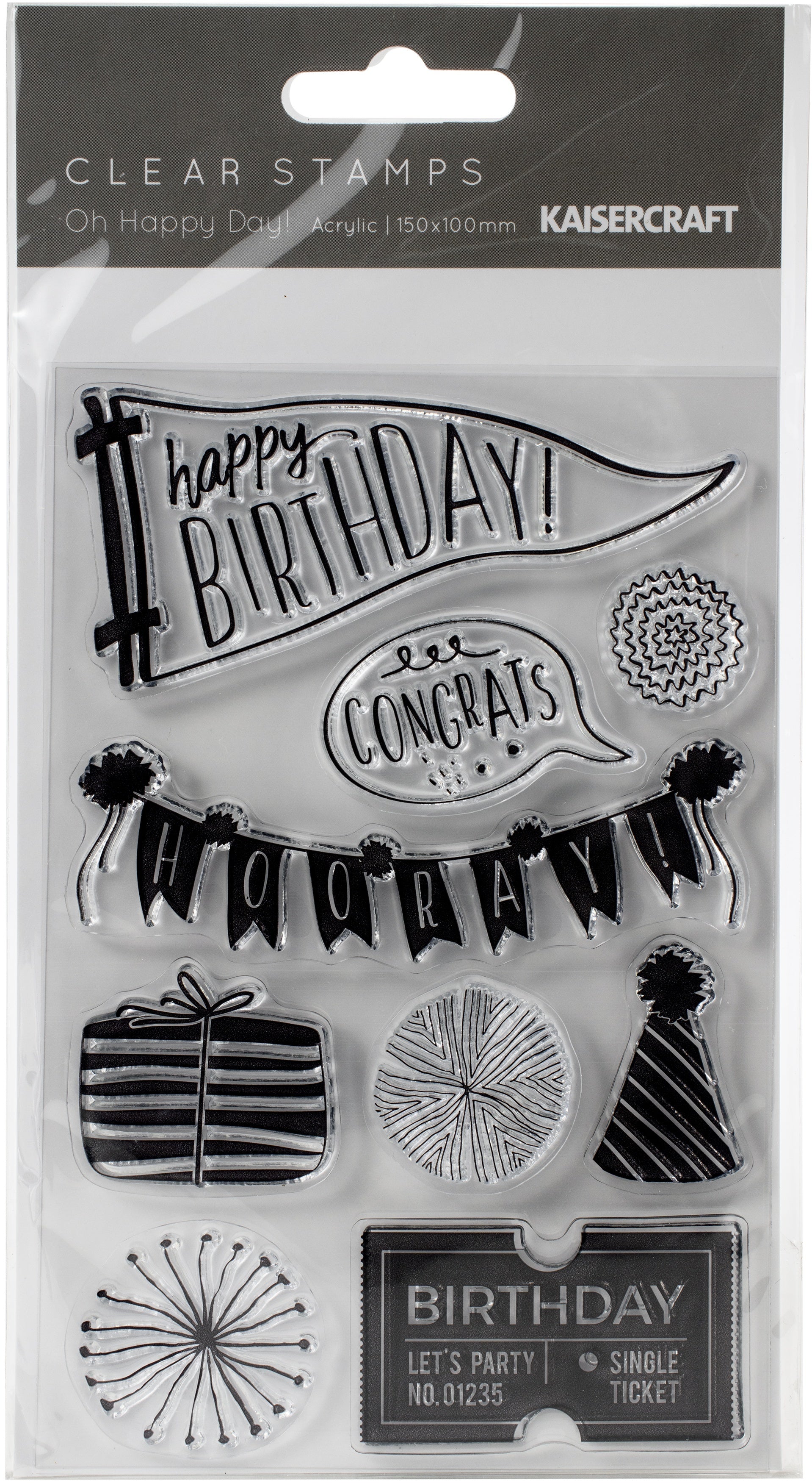 Kaisercraft Clear Stamp 6"X4" - Oh Happy Day!