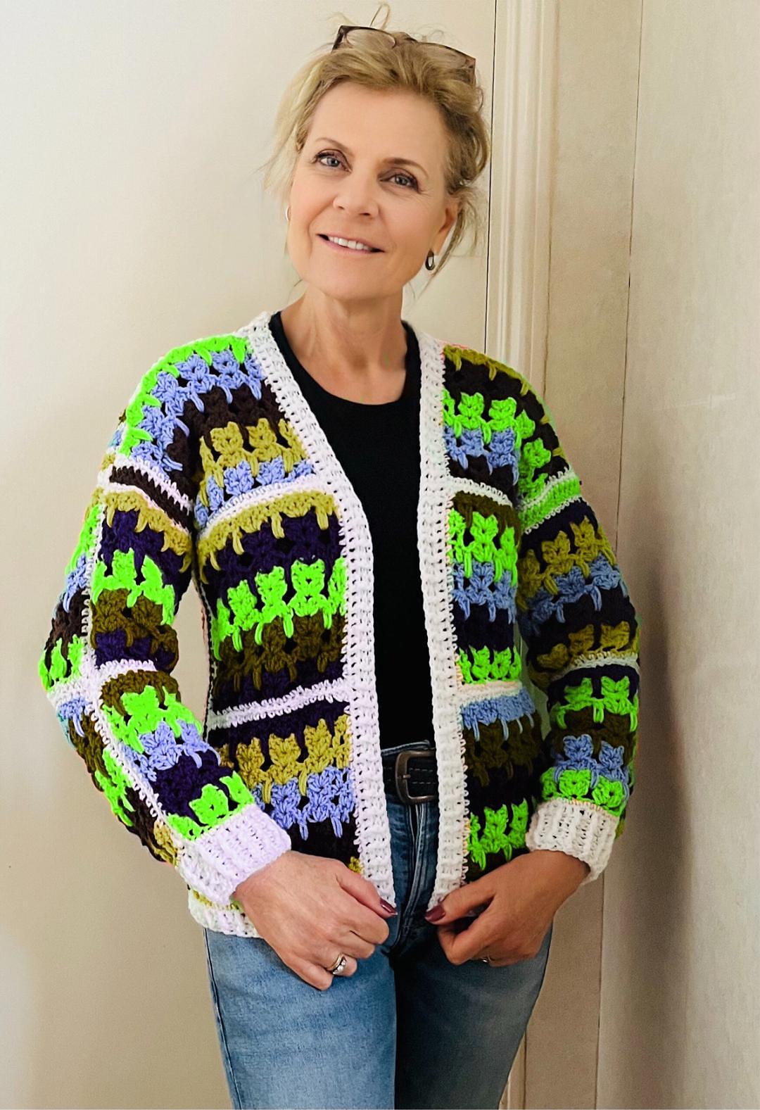 KALEIDOSCOPE KITTY SQUARES CARDIGAN