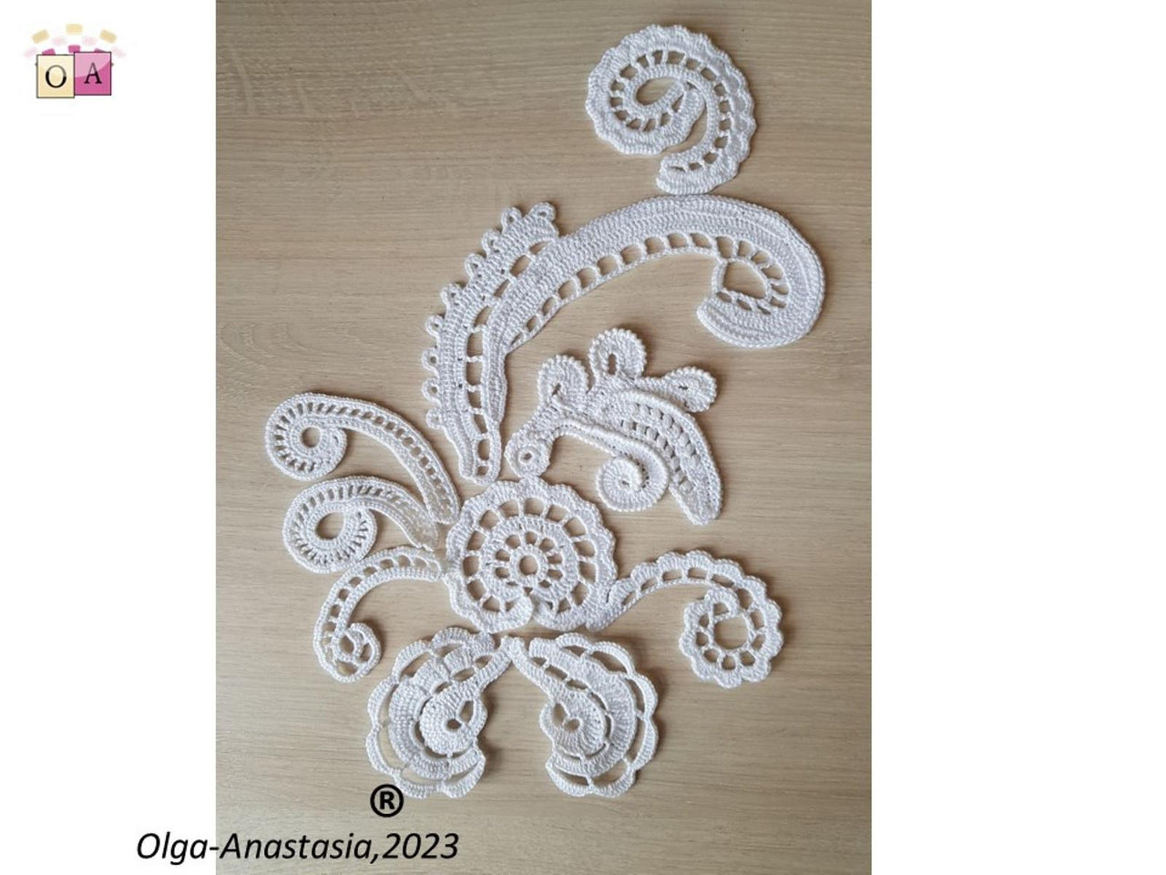 White composition of antique crochet motifs
