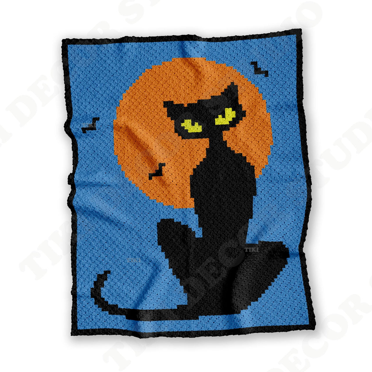 C2C Halloween Black Cat Orange Blanket Corner-to-Corner Crochet Pattern