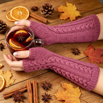 Fine Triple Plaited Cable Mitts