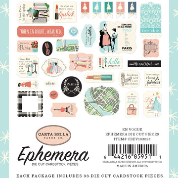 Echo Park Paper Carta Bella Cardstock Ephemera 33/Pkg - Icons, En Vogue