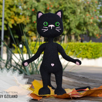 Crochet Pattern Shadow the black cat amigurumi toy