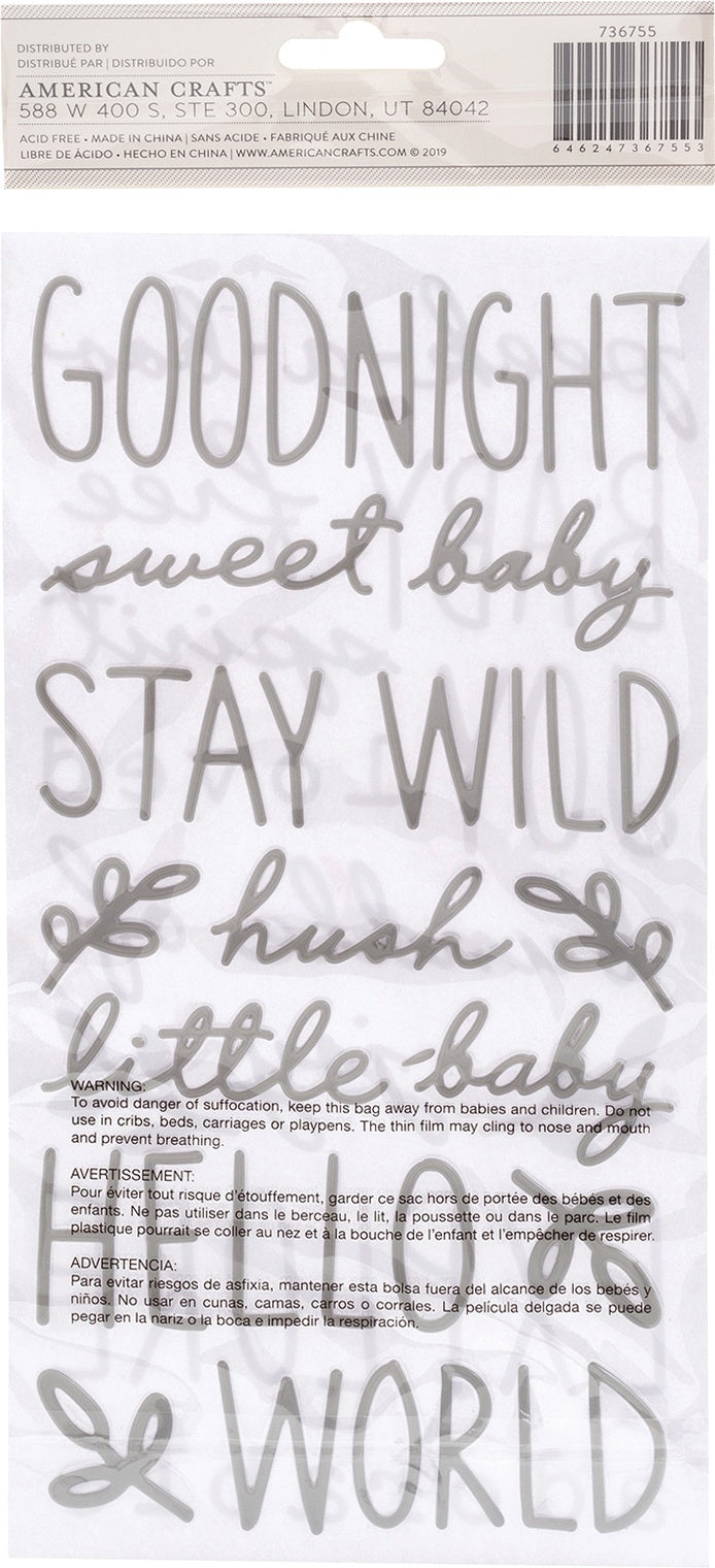 American Crafts Peek-A-Boo You Thickers Stickers 5.5"X11" 79/Pkg - Phrase & Icons/Puffy