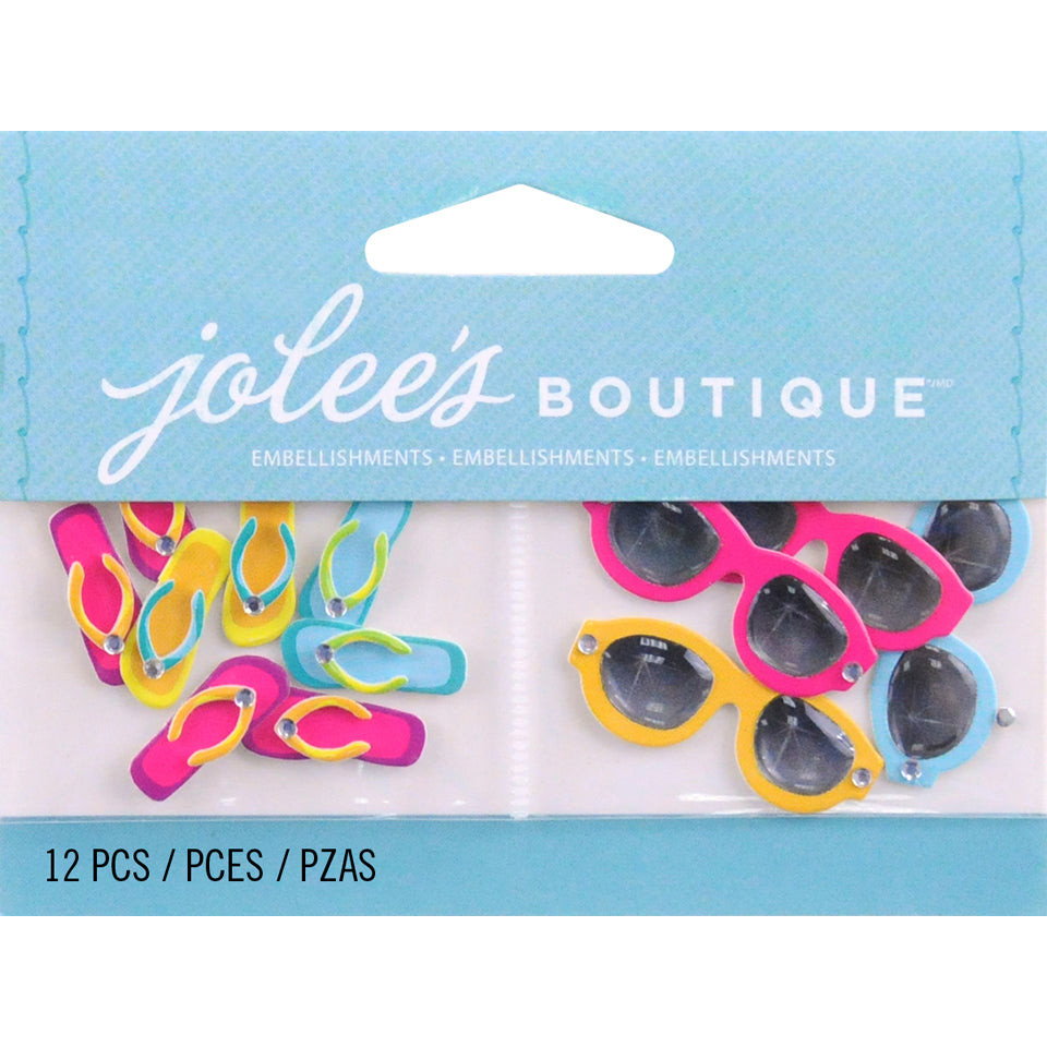 Jolee's Boutique Dimensional Embellishments 12/Pkg - Flip-Flops & Sunglasses