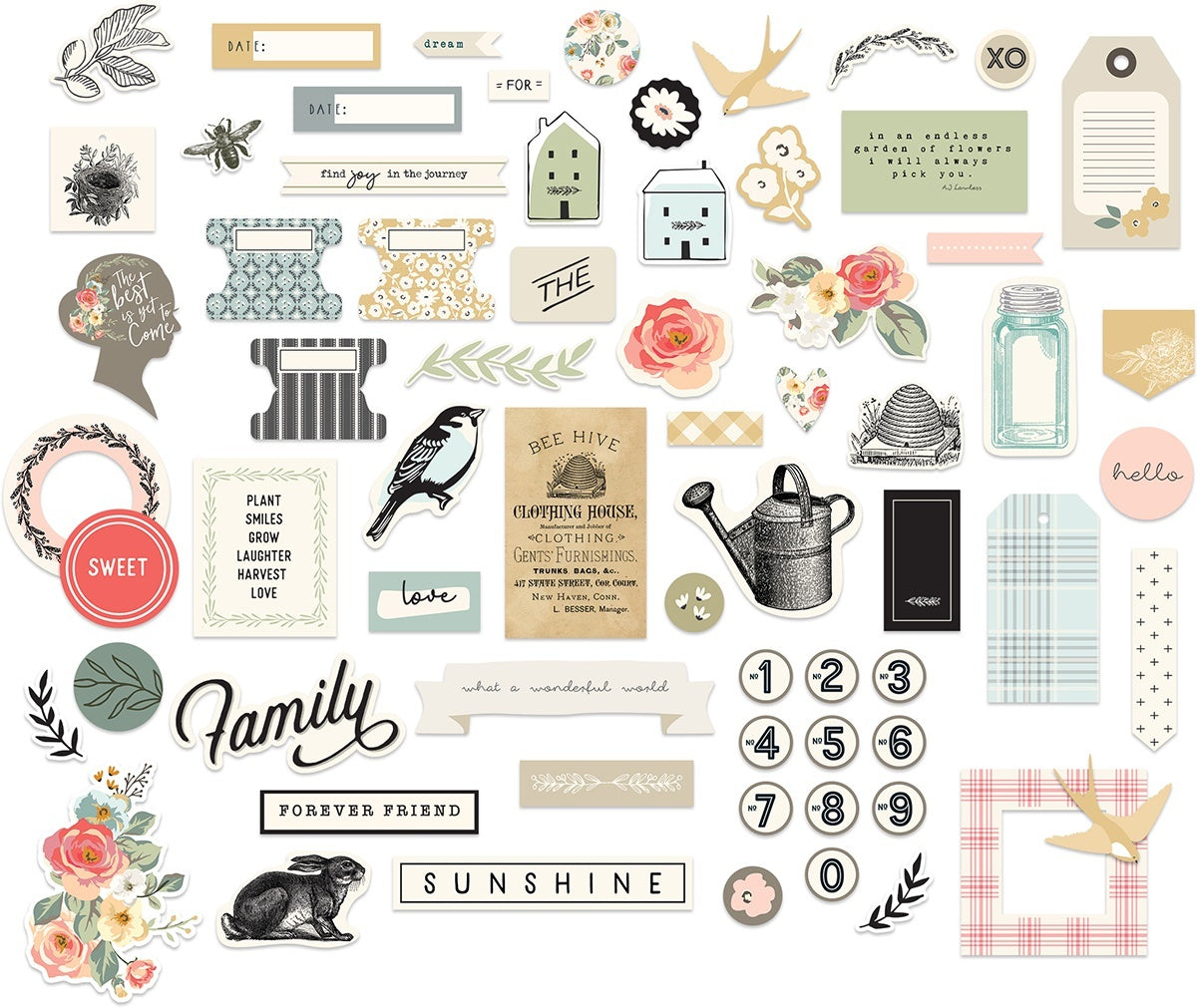 My Minds Eye Gingham Gardens Mixed Bag Cardstock Die-Cuts - 621464
