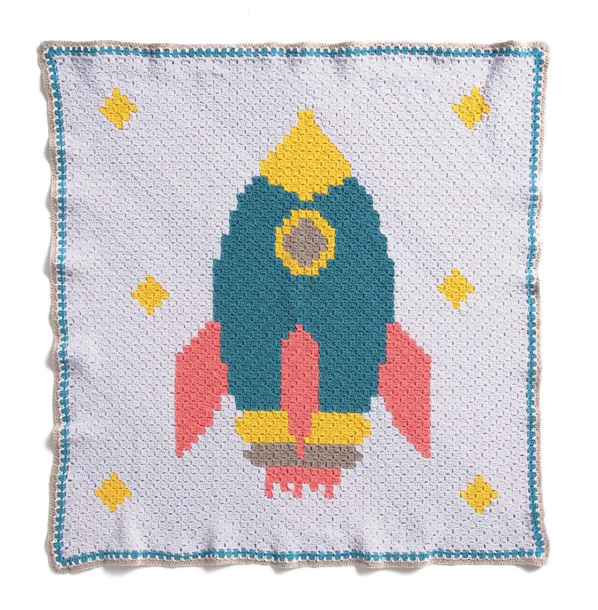 Rocketship Crochet Baby Blanket in Bernat Bundle Up - Downloadable PDF