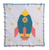 Rocketship Crochet Baby Blanket in Bernat Bundle Up - Downloadable PDF