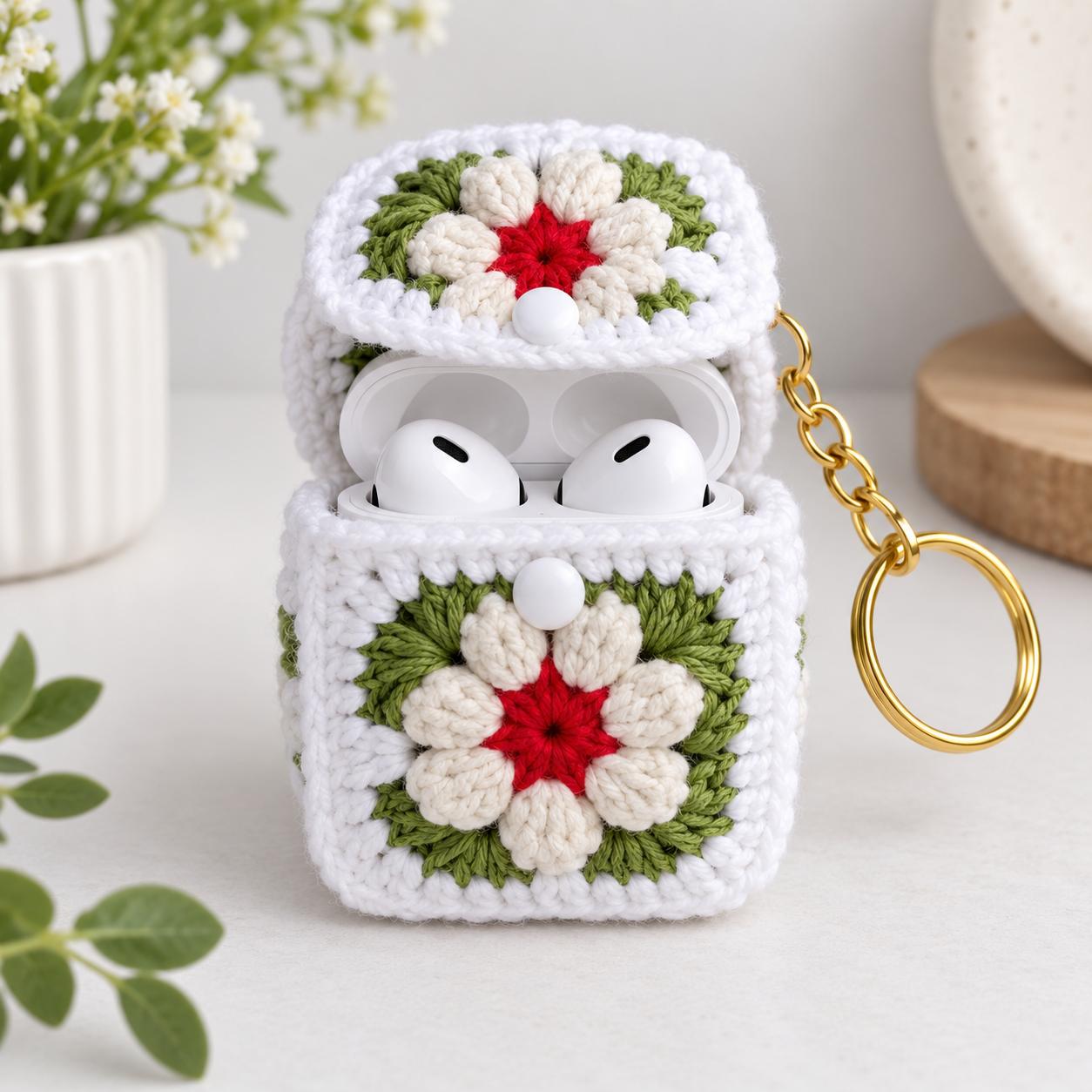 Crochet Earbud Bag Keychain Pattern – Mini Earphone Pouch PDF + Video Tutorial