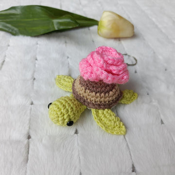 Turtle with flower keychain
