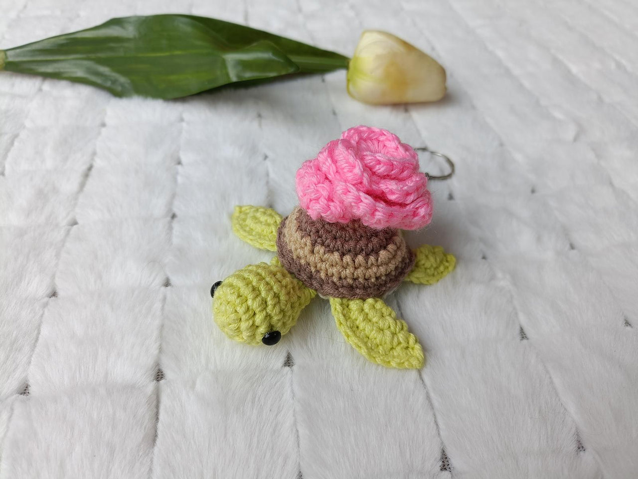 Turtle with flower keychain