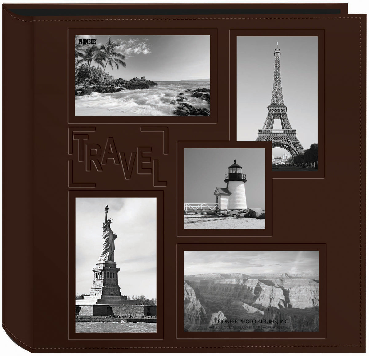 Pioneer 5-Up Sewn Embossed Collage Frame Photo Album 12"X12" - Travel