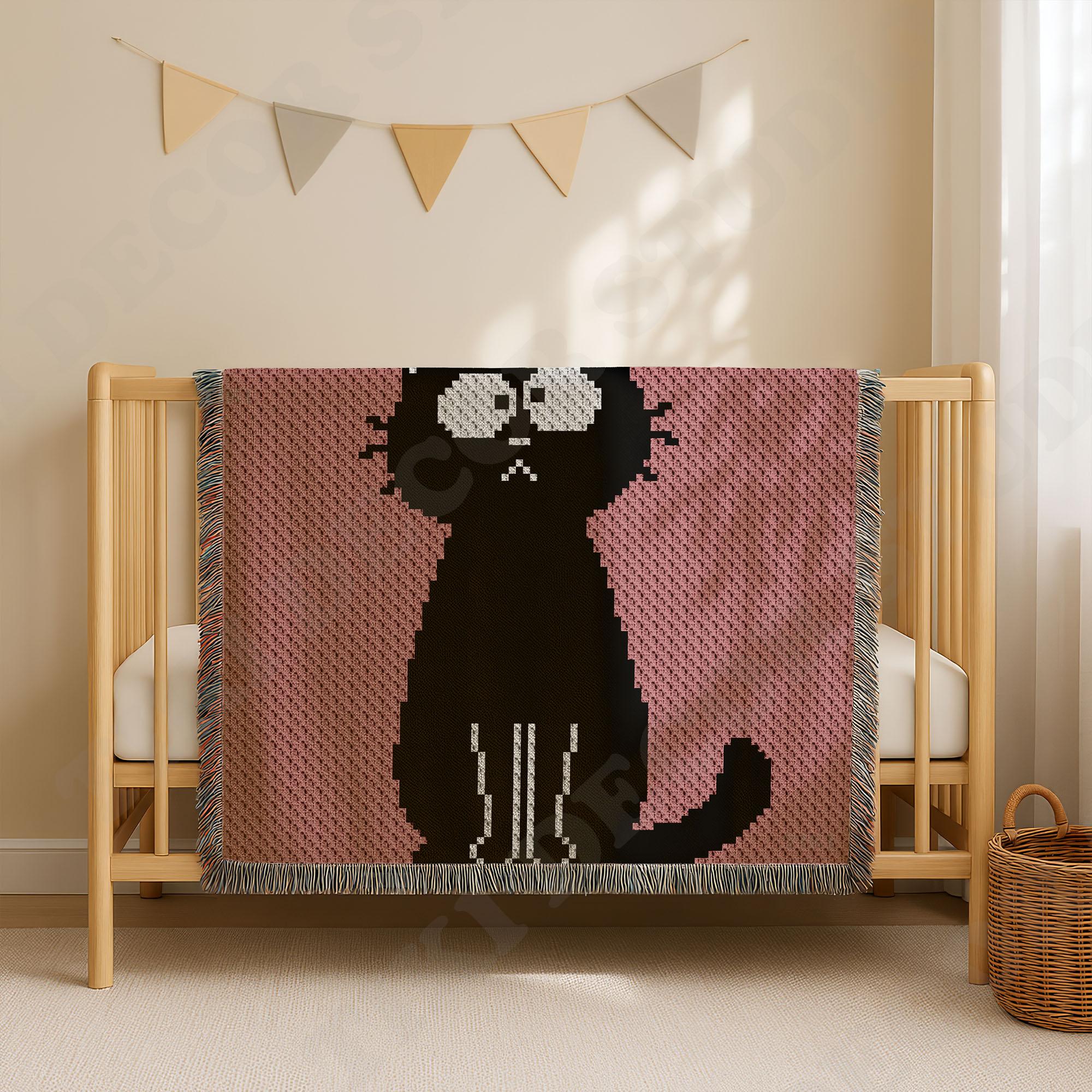 Black Cat Blanket Kitten Afghan Halloween Throw C2C CROCHET PATTERN