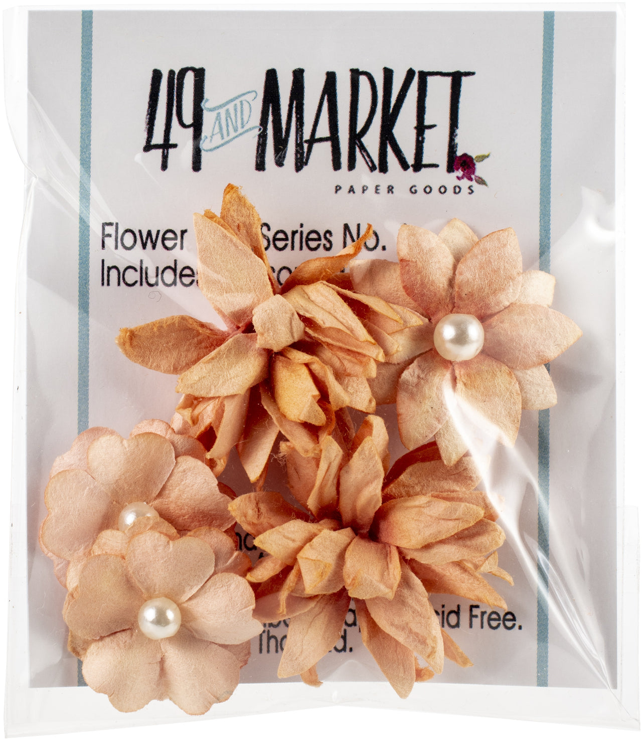 49 And Market Flower Mini Series 01 5/Pkg - Tangerine